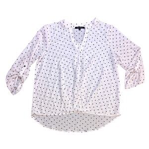 Lynn Ryan White‎ Heart Print 3/4 Sleeve Blouse Top Size 1X Casual Cute